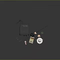 Vintage Computer Display With Antenna Black Desk Lamp And Miniature Toys