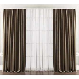 Curtain sliding curtain modern simple double layer curtain 3d model