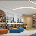 School Book Reading Room Interior Design With Wooden Walls Orange Accents And Bookshelves