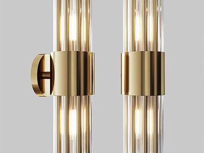 Sleek Modern Wall Lamp With Illuminated Glass Tubes And Brass Mount Design 3d model