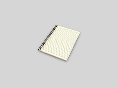 Simple Lined Spiral Bound Notebook with White Pages on Gray Background 3d model