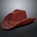 Red Leather Cowboy Hat with Classic Brown Band and Stylish Design