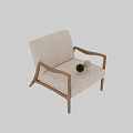 Comfortable Beige Single Sofa With Plush Fabric And Wooden Frame Modern Design