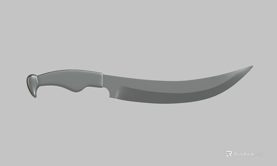 Curved Blade Tactical Knife With Ergonomic Handle And Sharp Edge 3d model 
