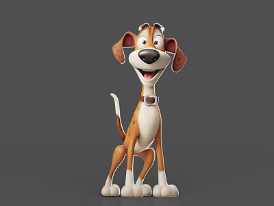 Animated Reptile 3D Model Character With Brown White Skin And Smiling Expression 3d model