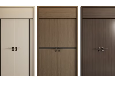 Stylish Modern Double Doors In Light And Dark Wooden Tones For Interior Design 3d model