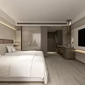 Modern Hotel Guest Room With Twin Beds White Linens And Wall Mounted TV
