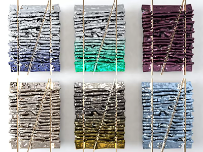 Colorful Textured Wall Decorations Featuring Gradient Hues In Grid Layout 3d model