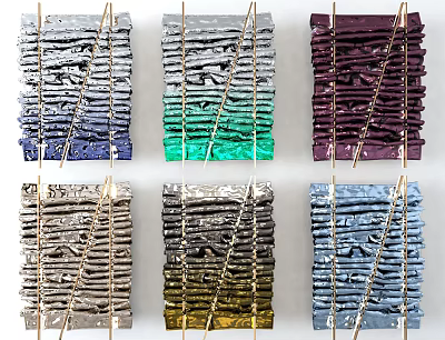 Colorful Textured Wall Decorations Featuring Gradient Hues In Grid Layout 3d model