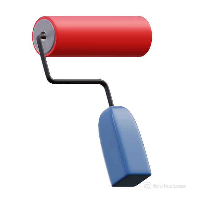 Industrial Paint Roller With Red Roller And Blue Handle For Efficient Coating 3d model