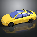 Yellow Taxi 3D Model With Roof Light And Sleek Body Design Details