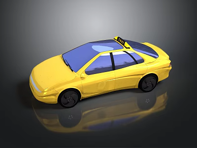 Yellow Taxi 3D Model With Roof Light And Sleek Body Design Details 3d model