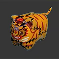 Traditional Orange Tiger Game Movie Character With Red Blue Decorative Patterns