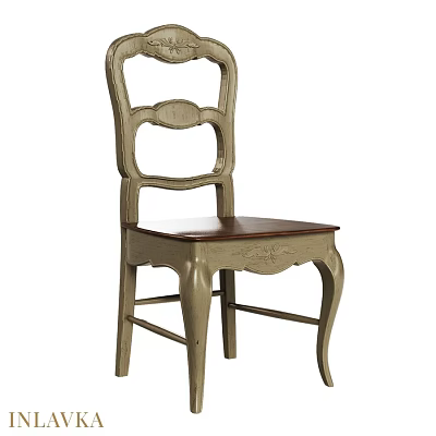 Classic Single Chair With Carved Backrest And Dark Brown Leather Seat 3d model