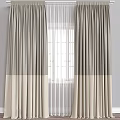 Two Tone Gray and Beige Curtains with Sheer Inner Layer for Window Interior Decor