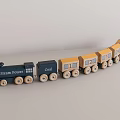 Wooden Toy Train With Multiple Carriages Blue Yellow Steam Power Coal Labels