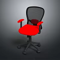 Ergonomic Office Chair With Mesh Backrest Red Seat Armrests And Wheeled Base