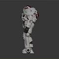 Silver Armored Robot With Red Accents In Detailed Mechanical Standing Pose 3d model
