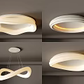 Modern Curved Design Lighting Fixtures Set with Ring Shape and Soft LED Lights 3d model