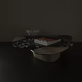 Marble Coffee Table With Decorative Bowl And Book On Modern Surface 3d model