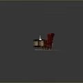 Cozy Living Space With Two Red Armchairs Small Table And Patterned Rug On Wooden Floor