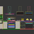 Modern Kitchen Interior With Range Hoods Stovetop Oven Coffee Machine And Appliances