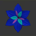 Vibrant Flower With Blue Petals Pink Stamen And Green Reflection On Dark Background
