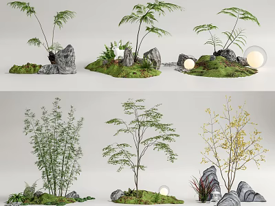 modern plant pile plant landscaping plant combination landscape tree bamboo stone micro-terrain 3d model