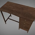Classic Wooden Writing Desk With Four Drawers And Round Knobs Structure 3d model