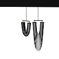 Modern Pendant Chandeliers With U Shaped Fabric Shades And Linear Design