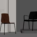 Modern Designer Office Chairs With Wooden Back Black Frame Metal Legs Armrests