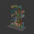 Multi Level Metal Structure Model With Platforms And Staircase Design 3d model