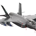 Modern Military Gray Stealth Fighter Jet With Loaded Missiles Cockpit