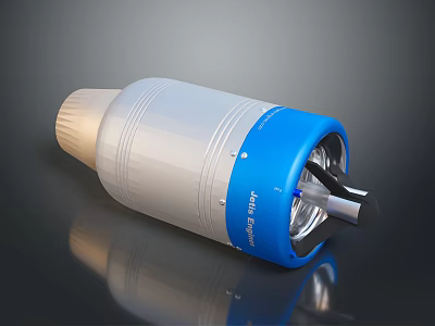 Aerospace Merlin Rocket Engine With Blue And White Propulsion Design For Space Technology 3d model
