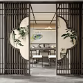Chinese Style Hospital Outpatient Clinic Interior With Examination Beds And Calligraphy Decorations
