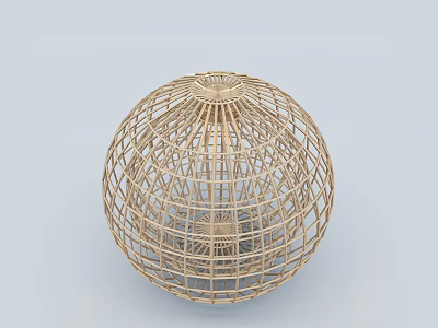 Rattan Woven Round Chandelier Natural Handcrafted Spherical Lighting Fixture with Intricate Weave Design 3d model
