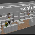 Modern Bag Boutique Store With Display Shelves Interior Design Model Poster And Green Plants