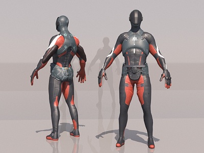 Cyberpunk Sci-Fi Police Future Warrior Bodyguard Game Movie Character model