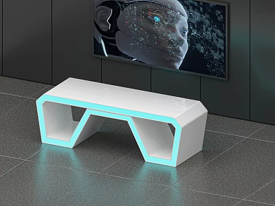 Modern Public Facility Bench With Blue LED Lighting And Contemporary White Design 3d model