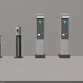 Electric Car Charging Stations With Modern Standing Design And Multiple Units 3d model