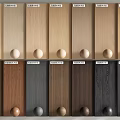 Various Wooden Wall Panels With Different Color Material Samples And Decorative Balls 3d model