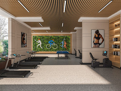 Modern Gym Fitness Area 3d model