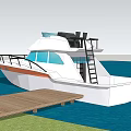 White Yacht Docked At Wooden Pier On Water