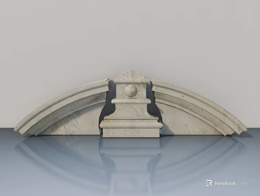 Swing Door Decorative Element With Arched Top And Stone Spherical Design 3d model