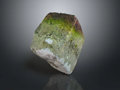 Wooden Stone Natural Raw Block With Green Brown White Color And Texture 3d model