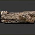 Natural Wooden Stone Log With Natural Texture And Knots On Black Reflective Surface Background