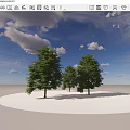 Lush Green Arbor Trees With Brown Trunks Under Blue Sky And White Clouds 3d model