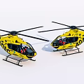 Two Yellow Helicopters For Emergency Rescue Services 3d model