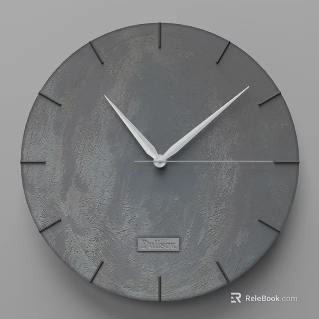 Gray Textured Whitespace Wall Clock With Silver Hands And Minimalist Design 3d model 