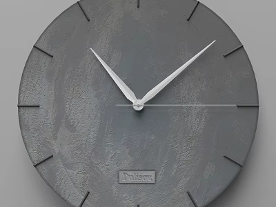 Gray Textured Whitespace Wall Clock With Silver Hands And Minimalist Design 3d model
